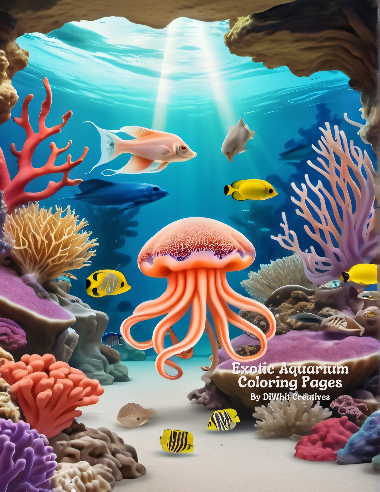 Exotic Aquariums Adult Coloring Book Pages - Digital Download